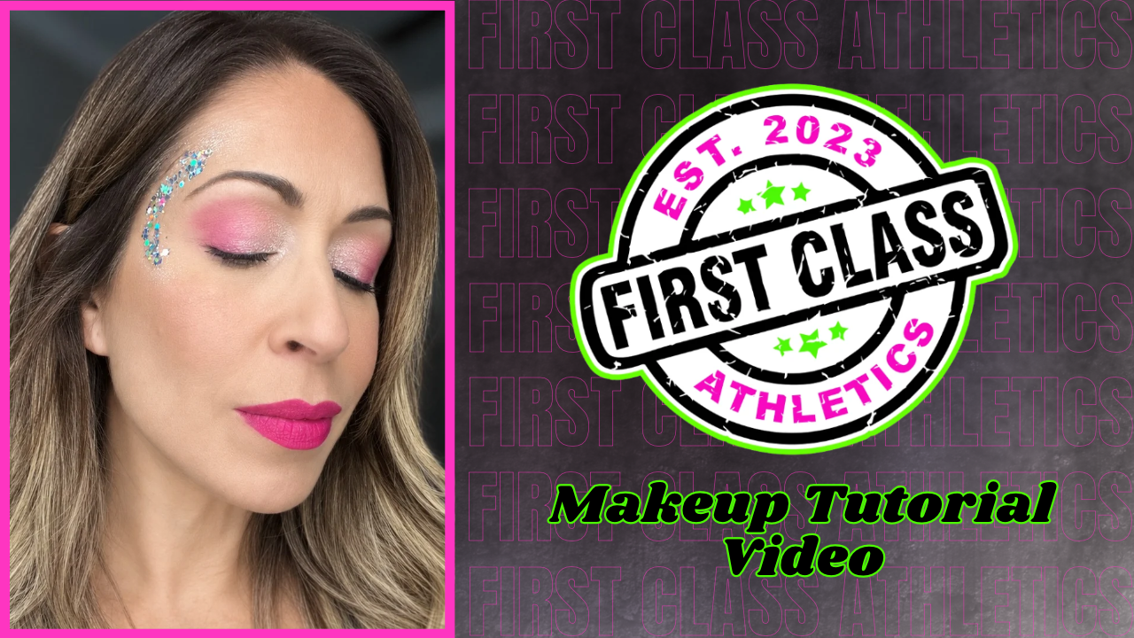 First Class Athletics Cheer Makeup Tutorial | Soft & Cute Pink Eyeshadow Look with Glitter and a Pink Lip