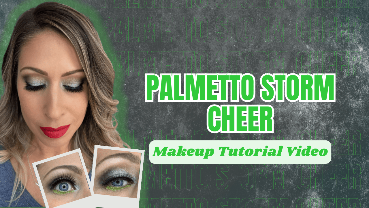 Palmetto Storm Cheer Makeup Tutorial Video - Silver Smokey Eye and Green Accent with a Red Lip - Glam Game Beauty