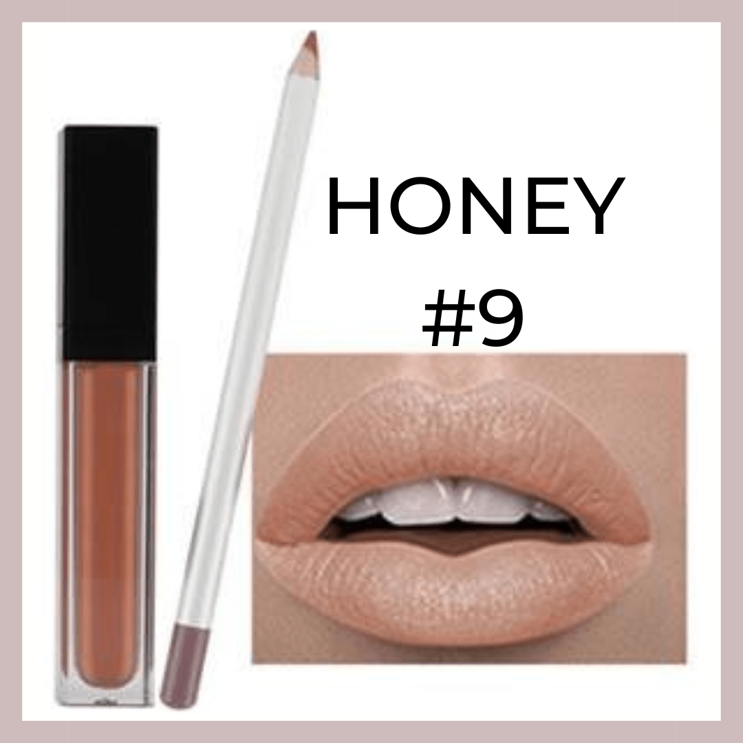 Honey Matte Liquid Lipstick and Lip Liner Lip Kit