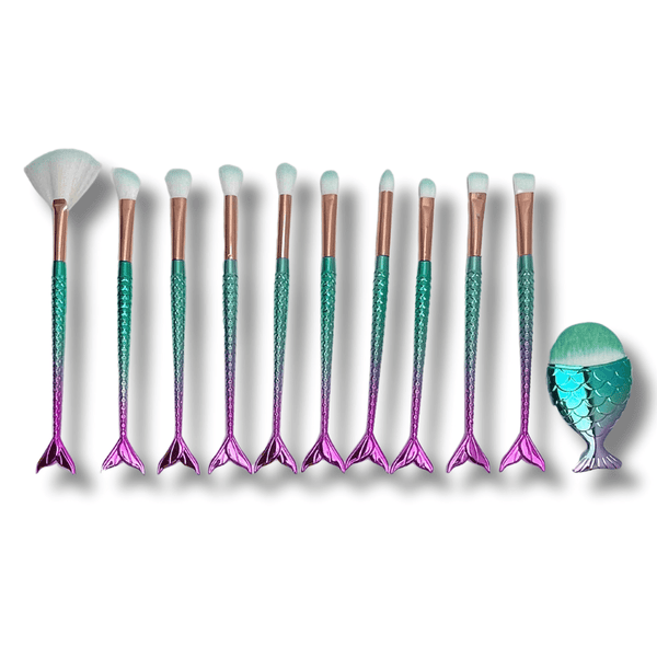 Mermaid Makeup Brush Set - Enchanting 11 & 4-Pc Variants