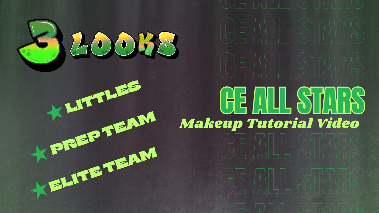 CE All Stars Cheer Makeup Tutorial: Silver Sparkle, Neon Green Glitter, Green Smokey Eye & Red Lip - Glam Game Beauty
