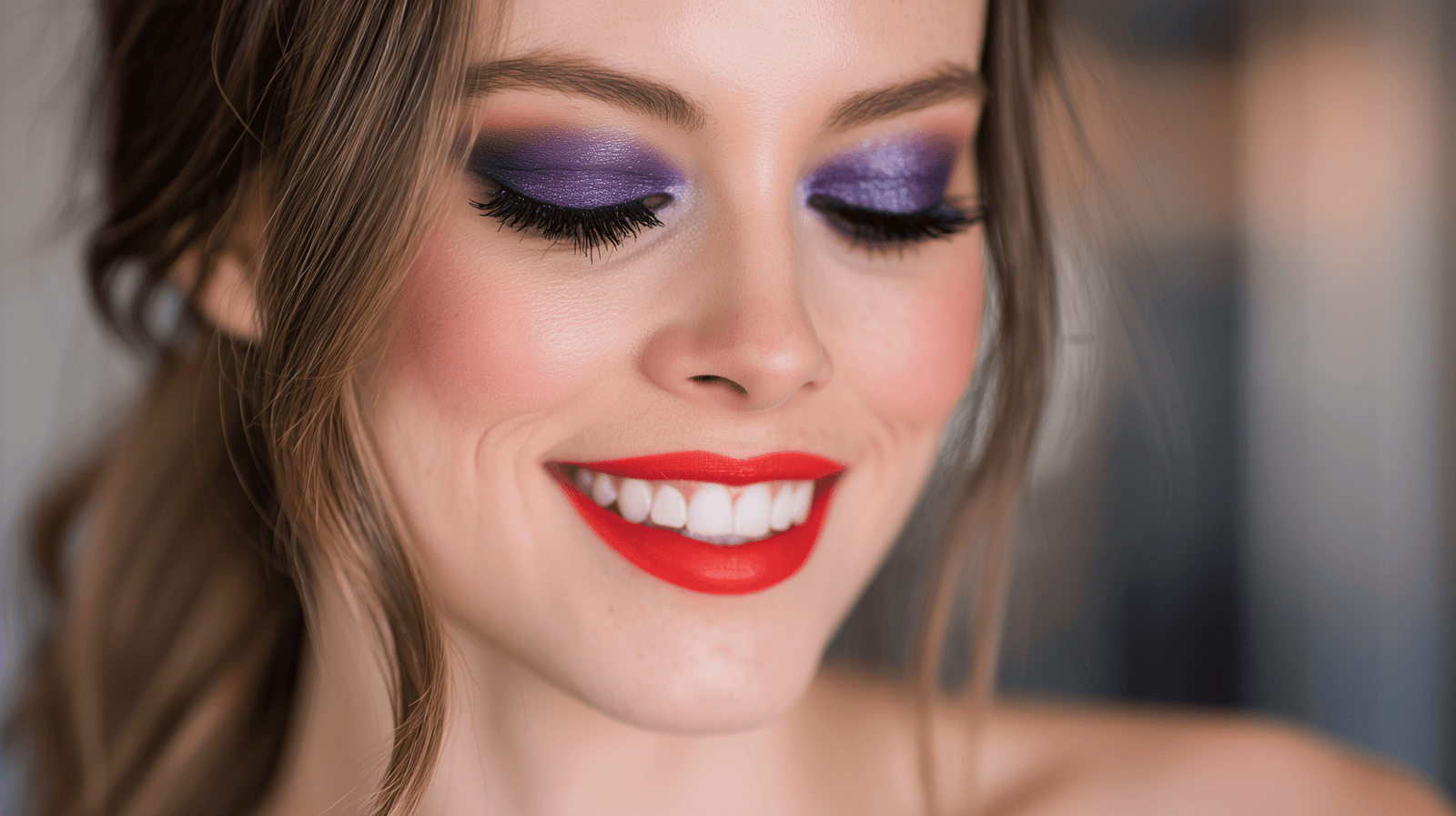 Courage Cheer Makeup Tutorial: Purple Smokey Eye + Red Lip - Glam Game Beauty