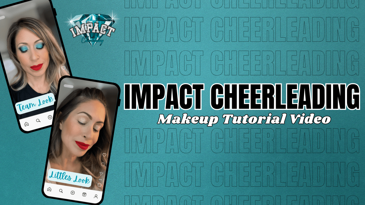 Impact Cheerleading Cheer Makeup Look - Teal & Black Smokey Eye and Red Lip - Glam Game Beauty