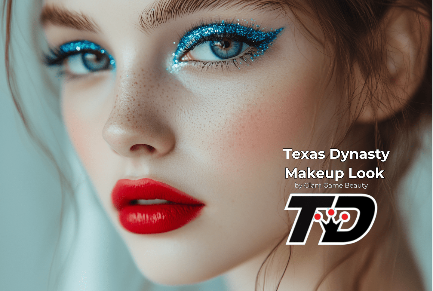 Shine Bright with Texas Dynasty's Custom Blue and Silver Cheer Makeup Look - Glam Game Beauty