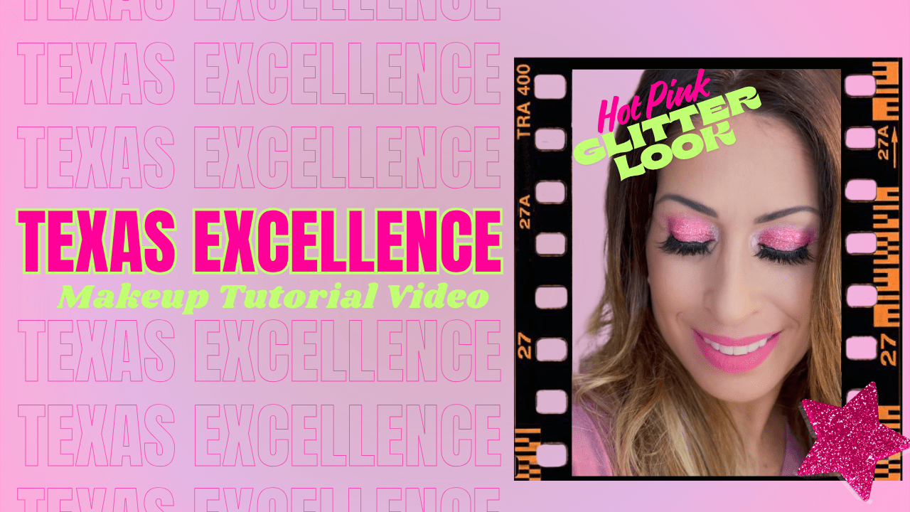 Texas Excellence Makeup Tutorial Video - Hot Pink Glitter Eye Makeup for Cheer - Glam Game Beauty