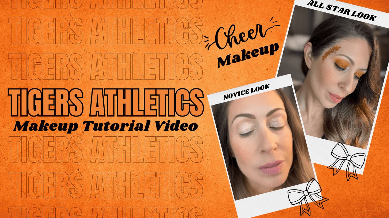 Tigers Athletics Cheer Makeup Tutorial Video - Orange Glitter Makeup - Glam Game Beauty