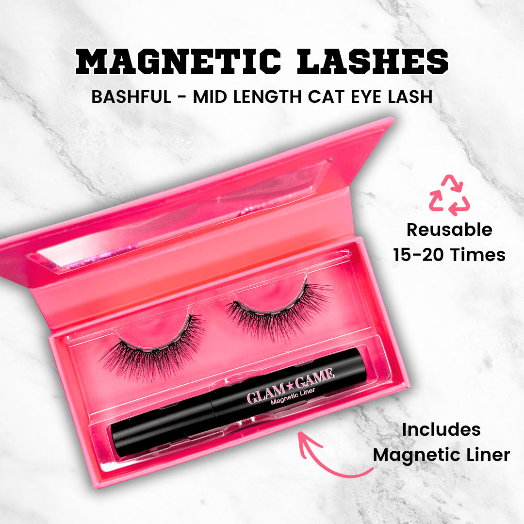 Bashful Magnetic Lash & Liner Set – Full-Length Round Eye for Cheerleaders - Glam Game Beauty