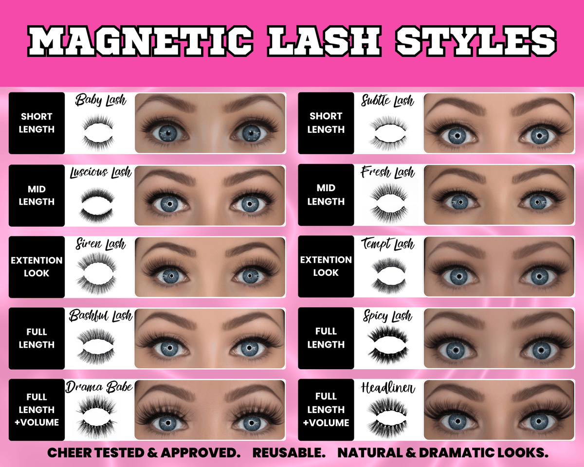 Bashful Magnetic Lash &amp; Liner Set – Full - Length Round Eye for Cheerleaders - GlamGameBeauty.com