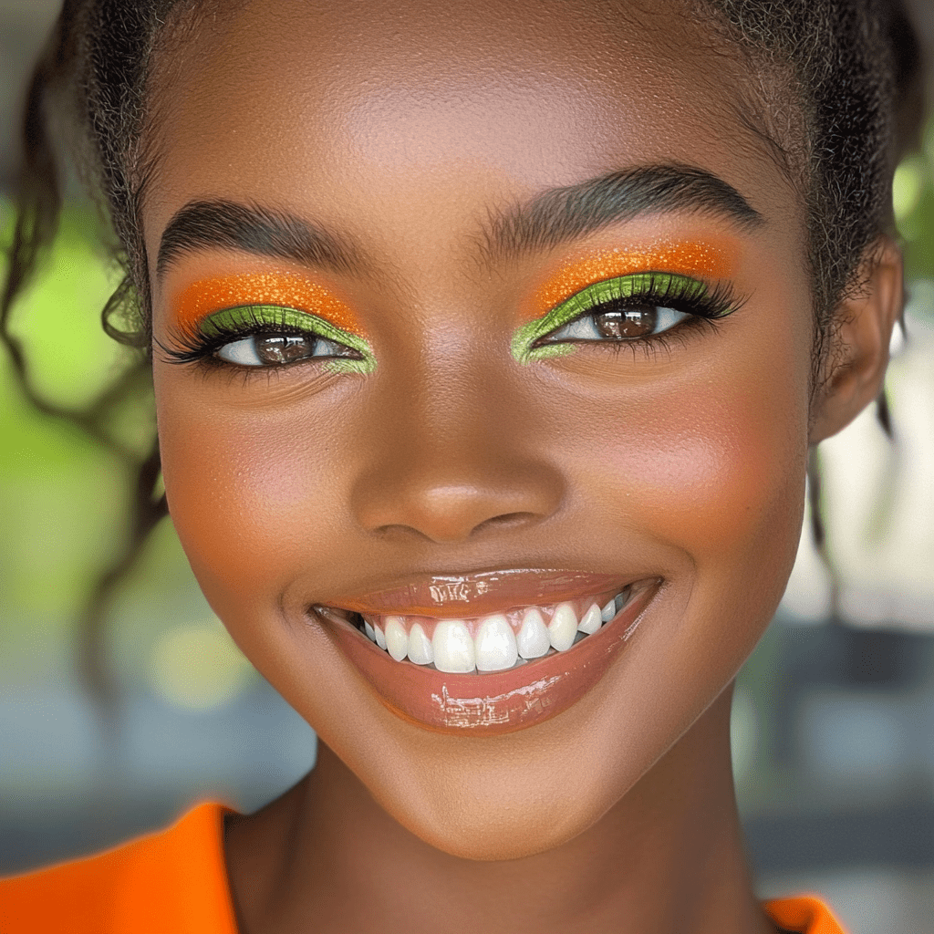 Cheerleader Eyeshadow Palette – Green & Orange Glitter, Shimmer & Matte Makeup - GlamGameBeauty.com