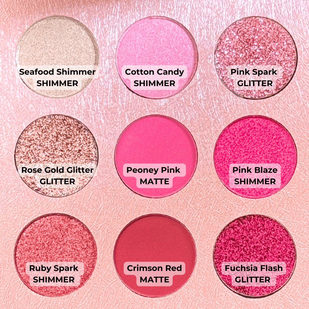 Cheerleader Eyeshadow Palette – Pink Glitter, Shimmer & Matte Makeup - GlamGameBeauty.com