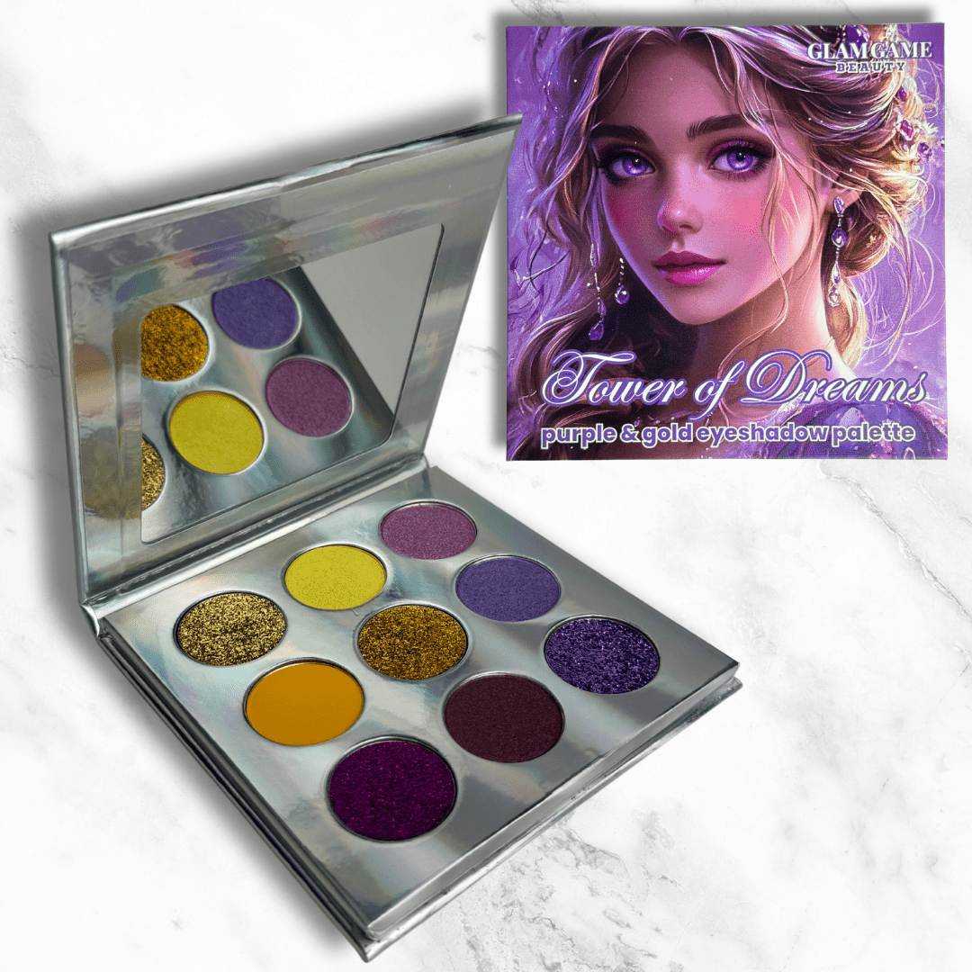 Cheerleader Eyeshadow Palette – Purple & Gold Glitter, Shimmer & Matte Makeup - GlamGameBeauty.com