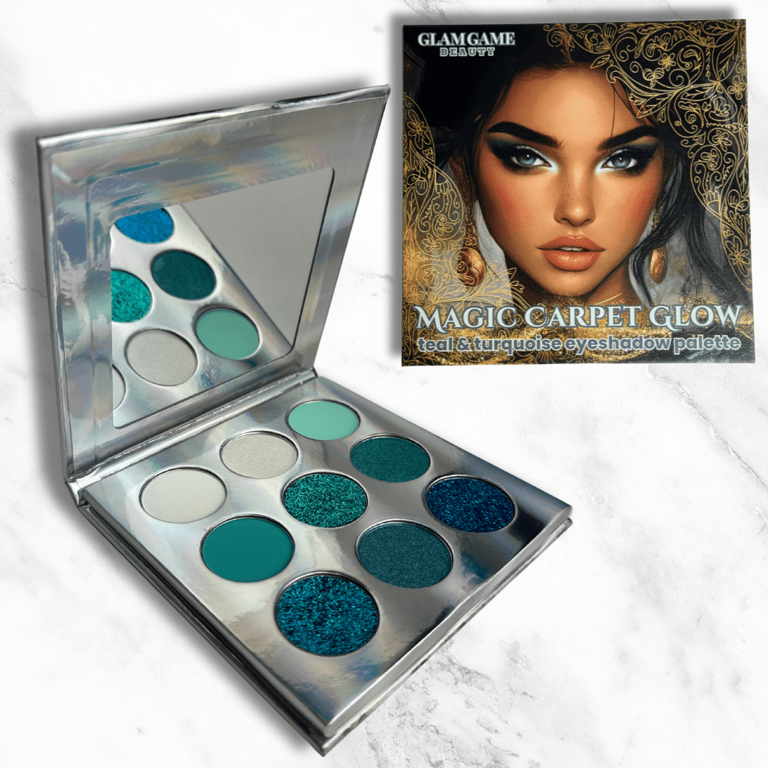 Cheerleader Eyeshadow Palette – Teal & Turquoise Glitter, Shimmer & Matte Makeup - GlamGameBeauty.com