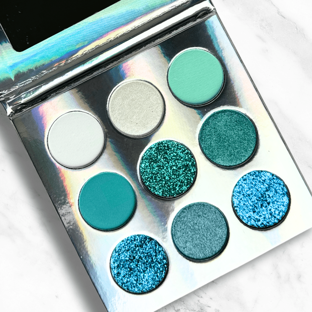 Cheerleader Eyeshadow Palette – Teal & Turquoise Glitter, Shimmer & Matte Makeup - GlamGameBeauty.com