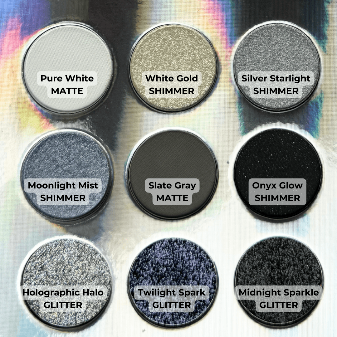 Cheerleader Smokey Eyeshadow Palette – Silver & Grey Glitter & Matte - GlamGameBeauty.com