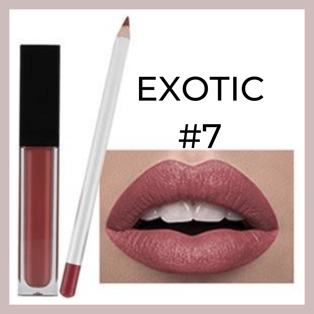 Exotic (Plum) Matte Liquid Lipstick and Lip Liner Lip Kit