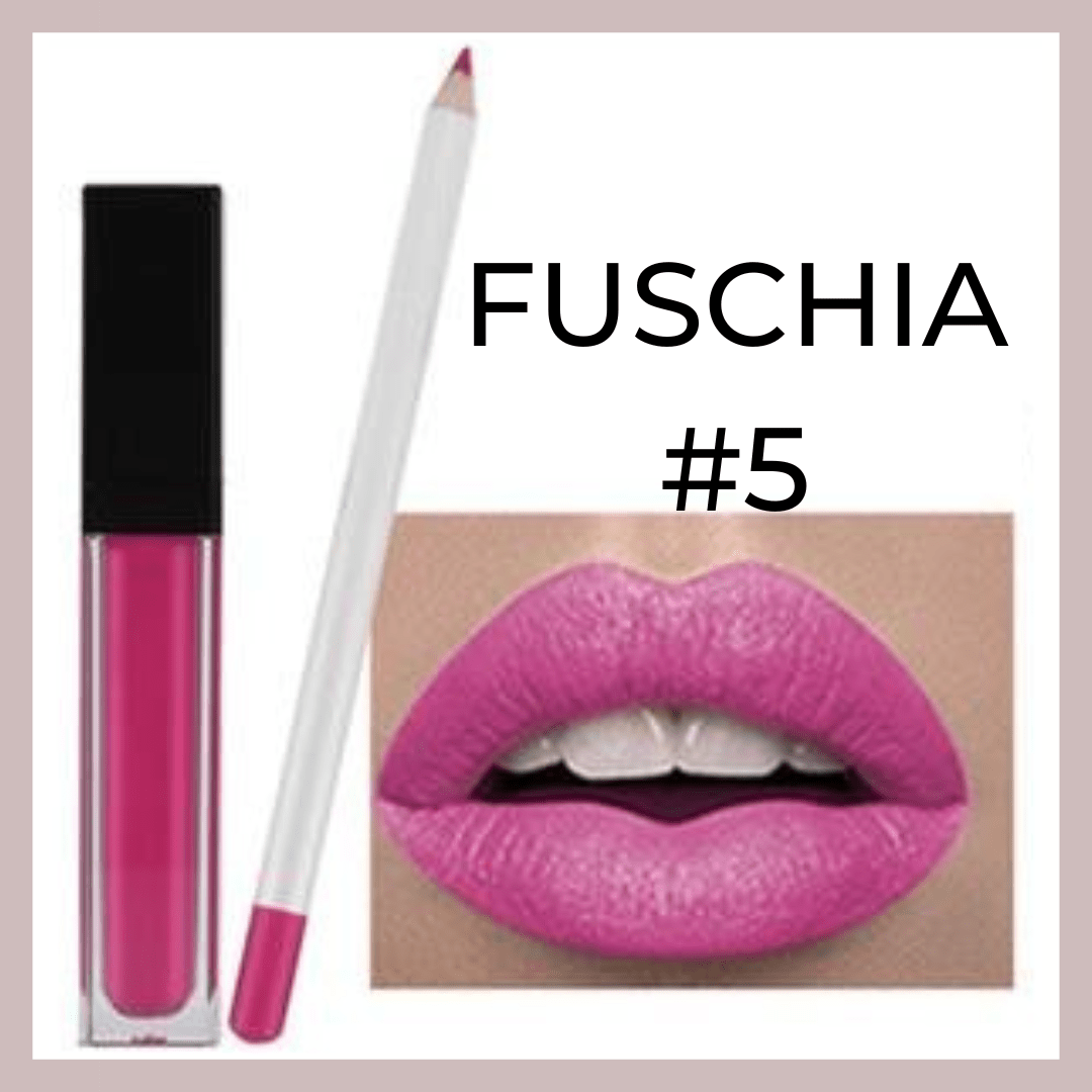 Fuchsia Matte Liquid Lipstick and Lip Liner Lip Kit