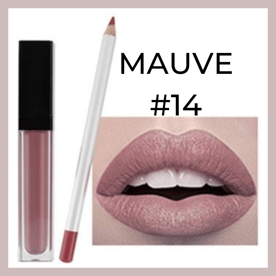 Mauve Matte Liquid Lipstick and Lip Liner Lip Kit