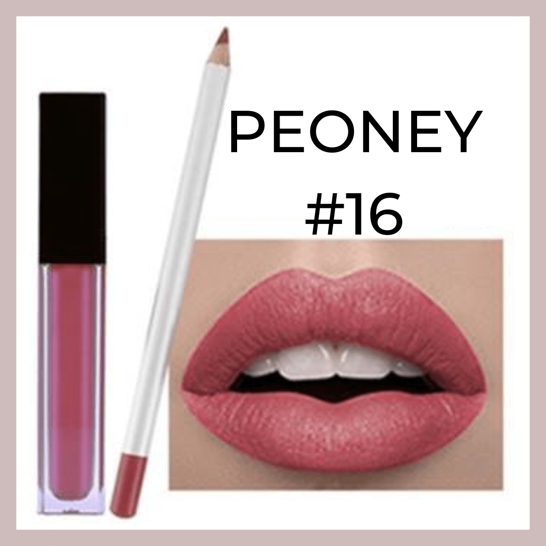 Peoney Matte Liquid Lipstick and Lip Liner Lip Kit