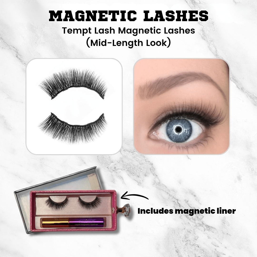 GTFL Magnetic Lash & Liner Set – Mid - Length Extension Look Cat Eye - Tempt Lash - Glam Game Beauty