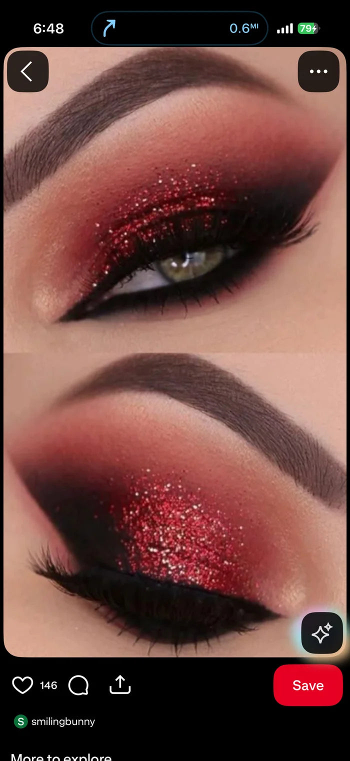 Red Glitter Smoky Eye makeup inspiration